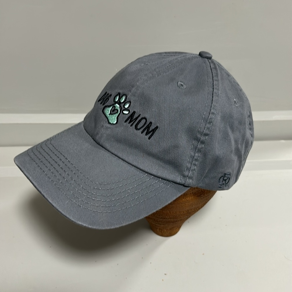 Dog Mom Paw Print Gray Baseball Cap(Hat) Embroidered 100% Cotton Adjustable OSFM - Picture 4 of 9